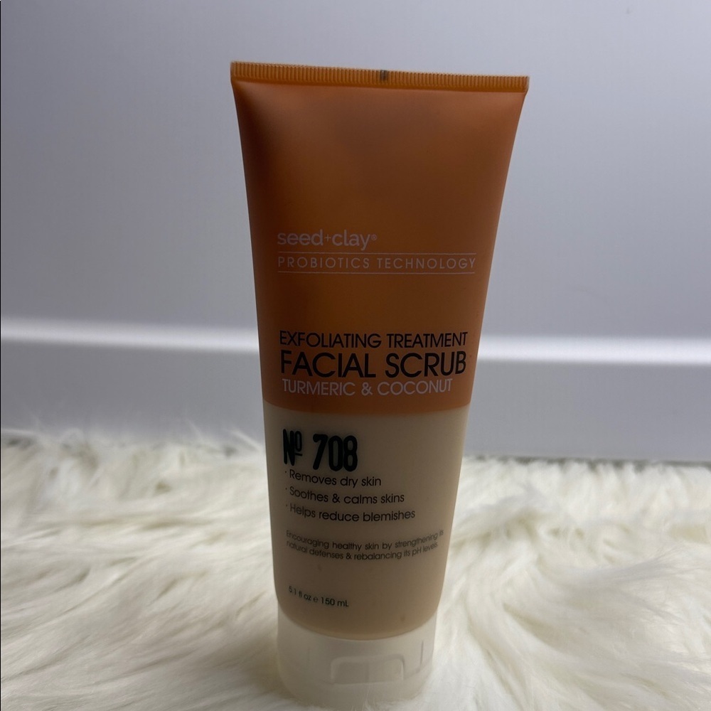 Seed+Clay Exfoliating Facial Scrub Tumeric + Coconut Probiotics NEW PC